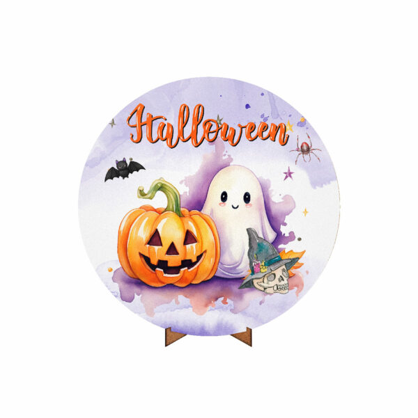 Painel Redondo 3D Halloween Tecido 50cm X 50cm Com Suporte MDF
