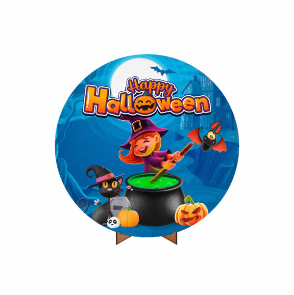 Painel Redondo 3D Halloween Tecido 50cm X 50cm Com Suporte MDF
