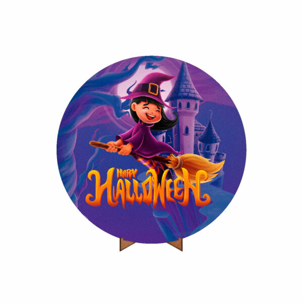 Painel Redondo 3D Halloween Tecido 50cm X 50cm Com Suporte MDF