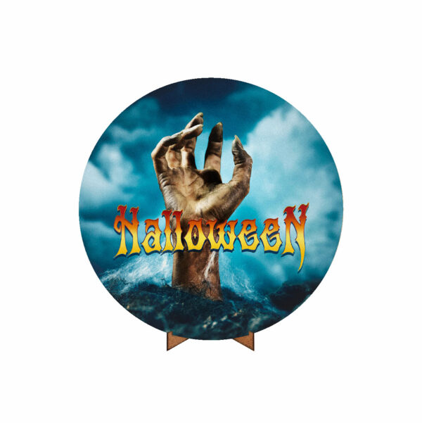 Painel Redondo 3D Halloween Tecido 50cm X 50cm Com Suporte MDF