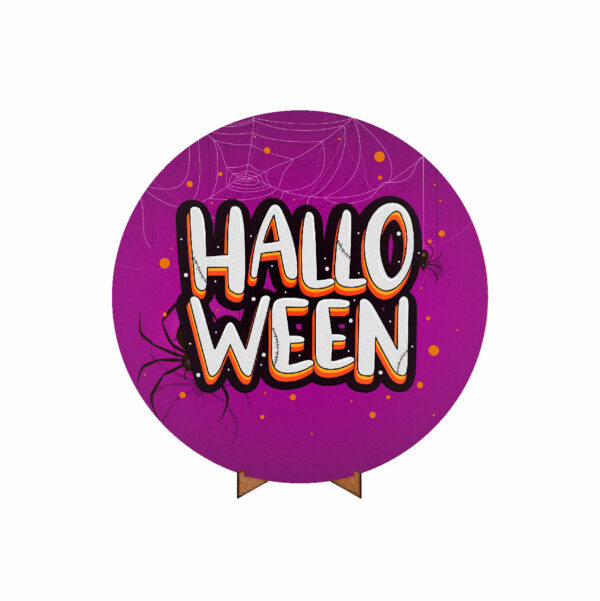 Painel Redondo 3D Halloween Tecido 50cm X 50cm Com Suporte MDF