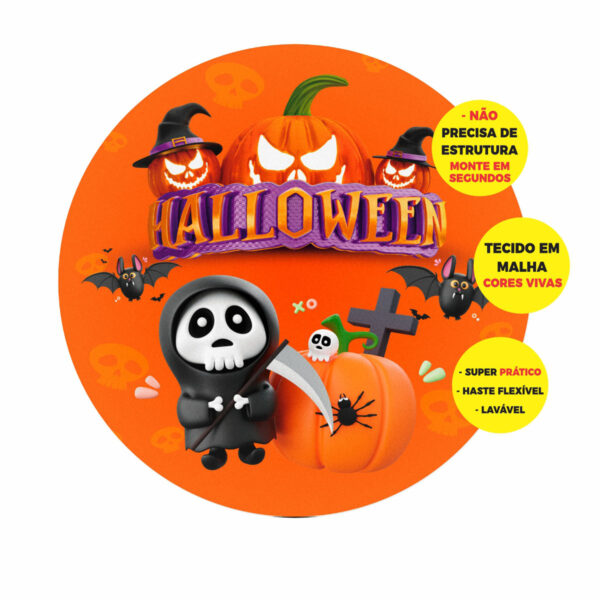 Painel Redondo 3D Halloween Abre Fácil 1,50m X 1,50m
