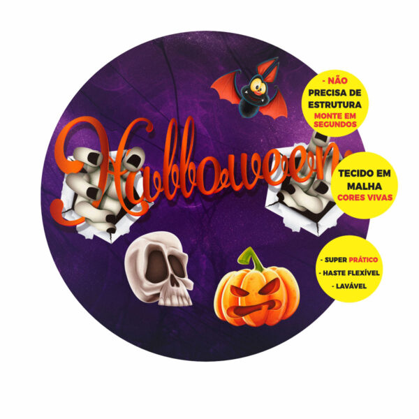 Painel Redondo 3D Halloween Abre Fácil 1,50m X 1,50m