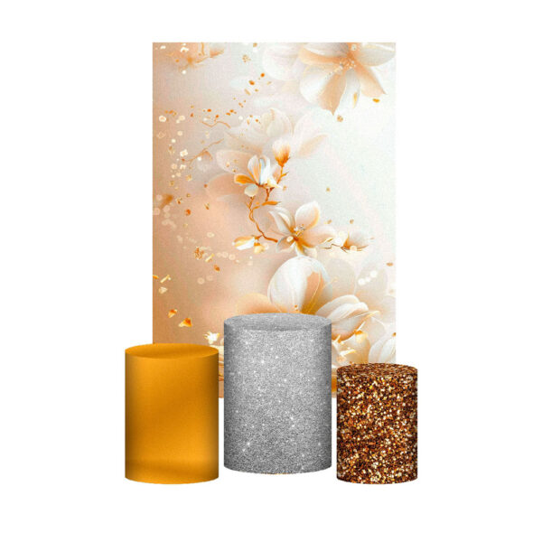 Kit Casado 15 Anos 3d Trio Capa Cilindro Retangular Tecido