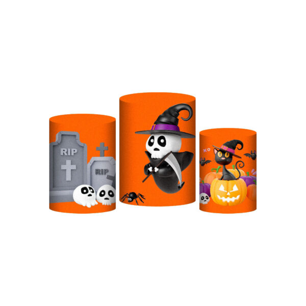 Trio Capa Cilindro Halloween 3D Em Tecido Com Elástico