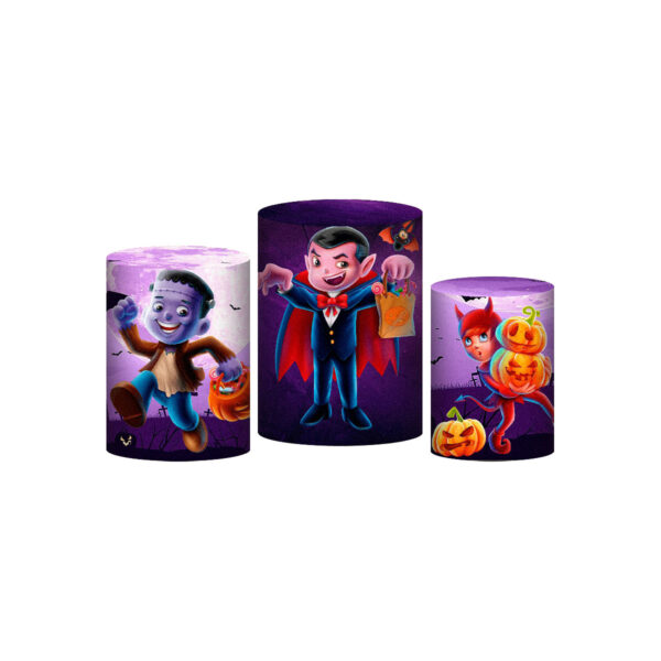 Trio Capa Cilindro Halloween 3D Em Tecido Com Elástico