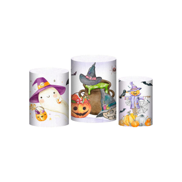 Trio Capa Cilindro Halloween 3D Em Tecido Com Elástico