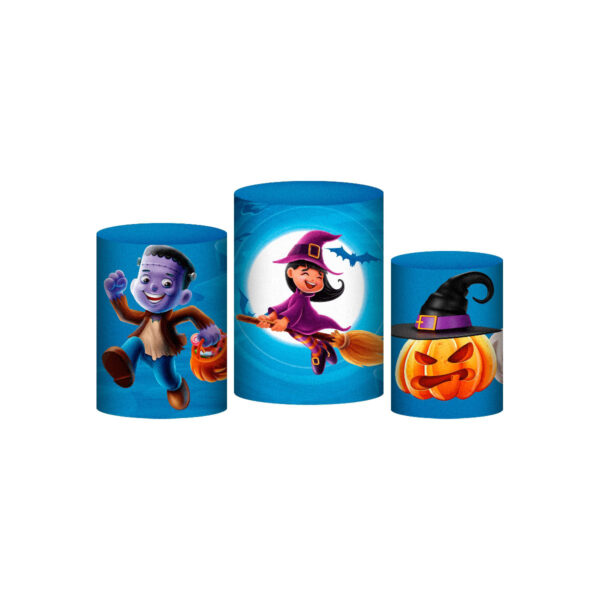 Trio Capa Cilindro Halloween 3D Em Tecido Com Elástico