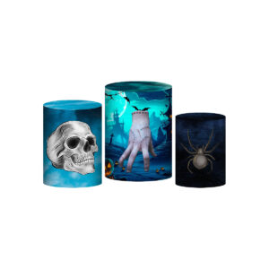 Trio Capa Cilindro Halloween 3D Em Tecido Com Elástico