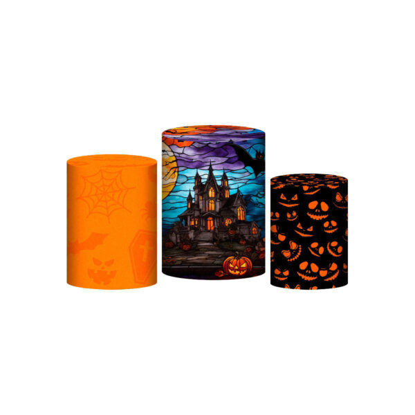 Trio Capa Cilindro Halloween 3D Em Tecido Com Elástico