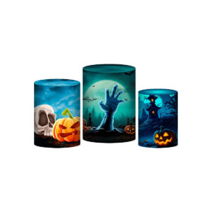 Trio Capa Cilindro Halloween 3D Em Tecido Com Elástico
