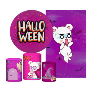 Kit Casado Halloween Painel Redondo Trio Capas Cilindro Retangular