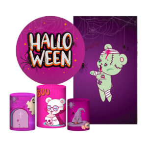 Kit Casado Halloween Painel Redondo Trio Capas Cilindro Retangular