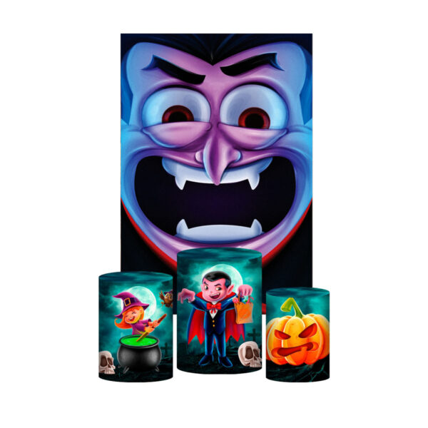 Kit Casado Halloween Trio Capa Cilindro Retangular Tecido