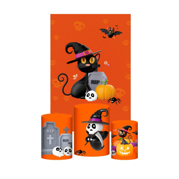 Kit Casado Halloween Trio Capa Cilindro Retangular Tecido