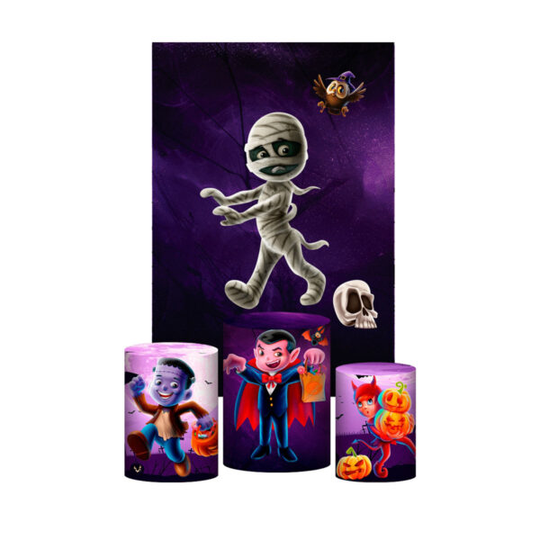 Kit Casado Halloween Trio Capa Cilindro Retangular Tecido