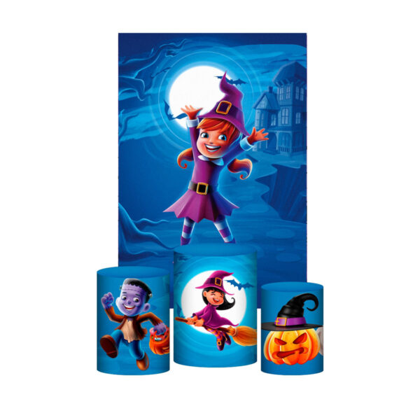Kit Casado Halloween Trio Capa Cilindro Retangular Tecido