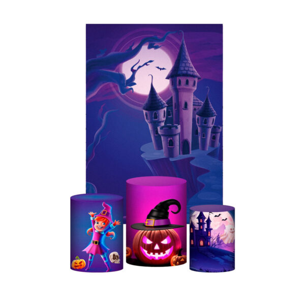 Kit Casado Halloween Trio Capa Cilindro Retangular Tecido