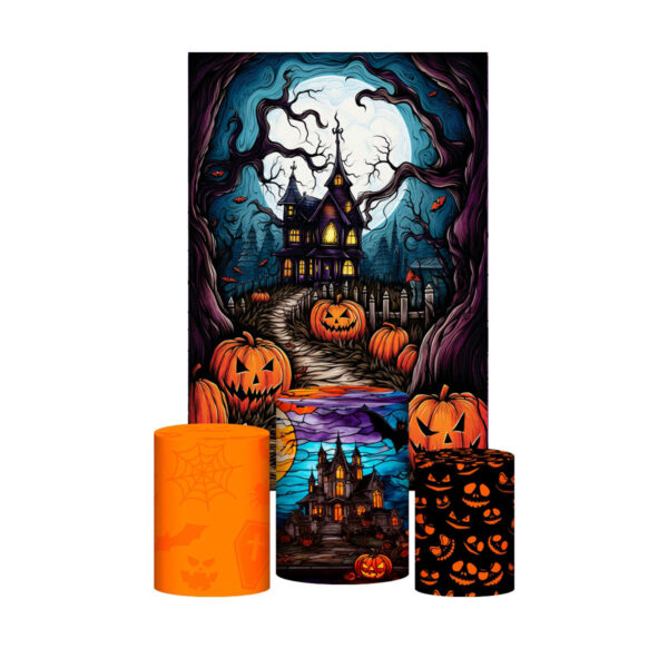 Kit Casado Halloween Trio Capa Cilindro Retangular Tecido
