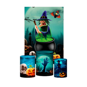 Kit Casado Halloween Trio Capa Cilindro Retangular Tecido
