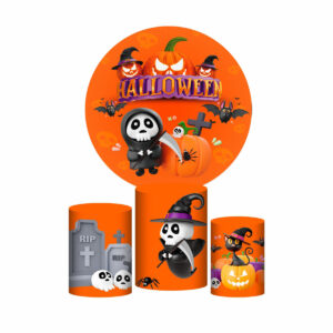 Trio Capa Cilindro + Painel Redondo 3D Halloween 1,50m Veste Fácil