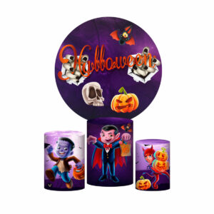 Trio Capa Cilindro + Painel Redondo 3D Halloween 1,50m Veste Fácil