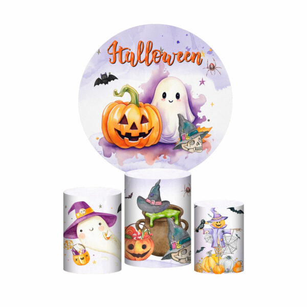 Trio Capa Cilindro + Painel Redondo 3D Halloween 1,50m Veste Fácil
