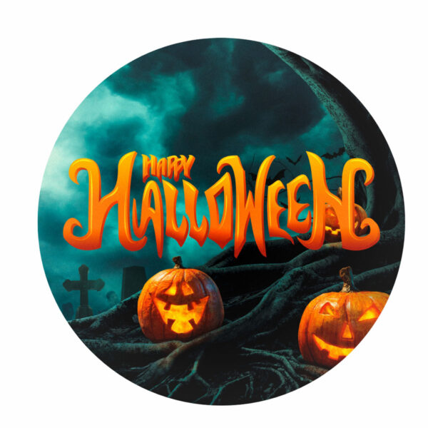 Painel Redondo 3D Halloween Tecido Sublimado 1,50m x 1,50m