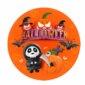 Painel Redondo 3D Halloween Tecido Sublimado 1,50m x 1,50m