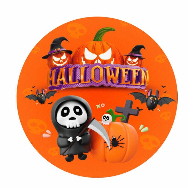 Painel Redondo 3D Halloween Tecido Sublimado 1,50m x 1,50m