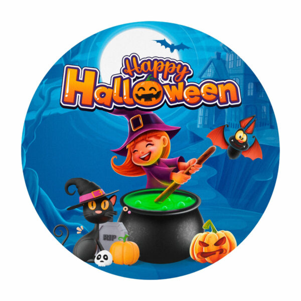 Painel Redondo 3D Halloween Tecido Sublimado 1,50m x 1,50m