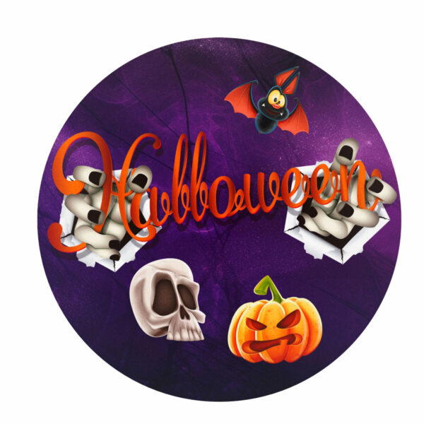 Painel Redondo 3D Halloween Tecido Sublimado 1,50m x 1,50m