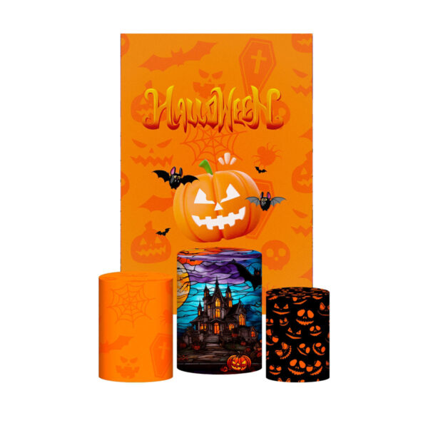 Kit Casado Halloween Trio Capa Cilindro Retangular Tecido