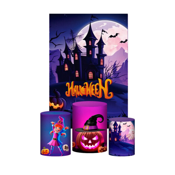 Kit Casado Halloween Trio Capa Cilindro Retangular Tecido