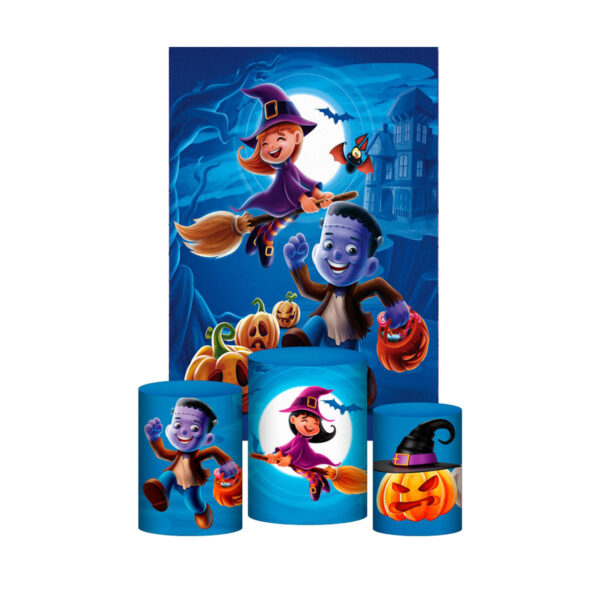 Kit Casado Halloween Trio Capa Cilindro Retangular Tecido