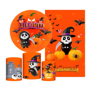 Kit Casado Halloween Painel Redondo Trio Capas Cilindro Retangular