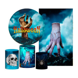 Kit Casado Halloween Painel Redondo Trio Capas Cilindro Retangular
