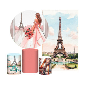 Kit Casado 15 Anos 3D Painel Redondo Trio Capas Cilindro Retangular