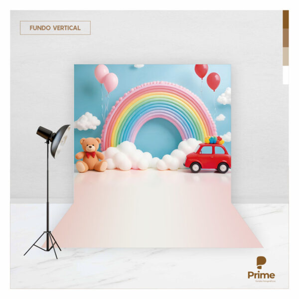 Fundo Fotográfico Dia das Crianças Arco Iris Tecido 2,20m x 1,50m F1126 - Image 2