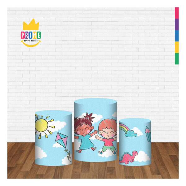 Trio Capa Cilindro Dia das Crianças 3D Em Tecido Com Elástico - Image 2
