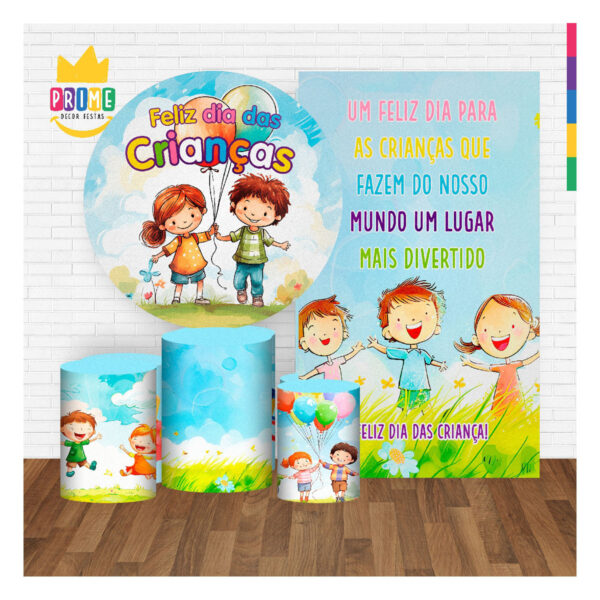 Kit Casado Dia das Crianças Painel Redondo Trio Capas Cilindro Retangular - Image 2