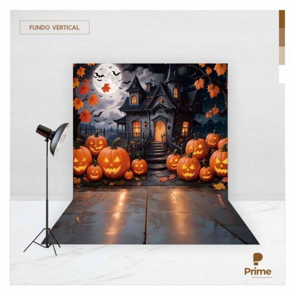 Fundo Fotográfico Halloween Casarão  Tecido 2,20m x 1,50m F1180 - Image 2