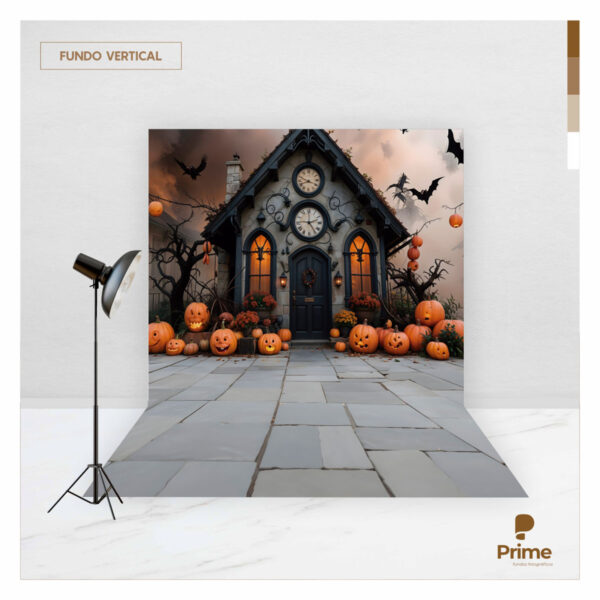 Fundo Fotográfico Halloween Casa Tecido 2,20m x 1,50m F1200 - Image 2