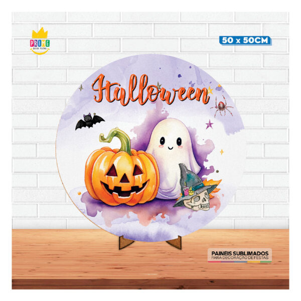 Painel Redondo 3D Halloween Tecido 50cm X 50cm Com Suporte MDF - Image 2