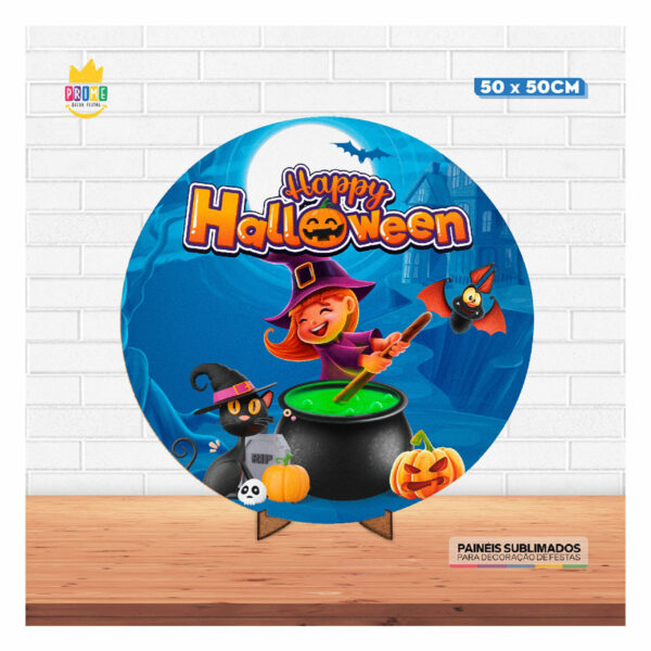 Painel Redondo 3D Halloween Tecido 50cm X 50cm Com Suporte MDF - Image 2
