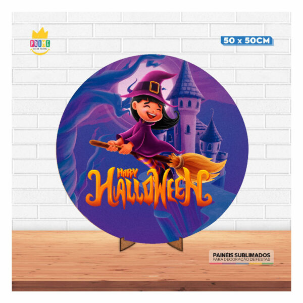 Painel Redondo 3D Halloween Tecido 50cm X 50cm Com Suporte MDF - Image 2