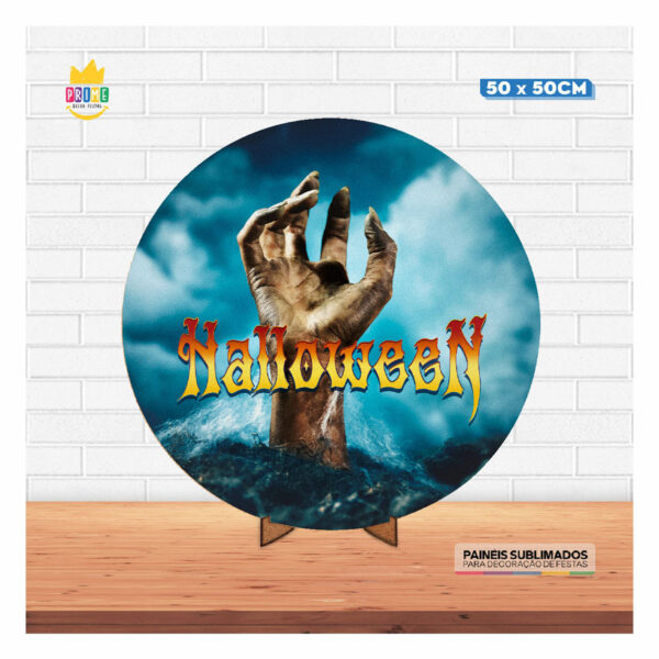 Painel Redondo 3D Halloween Tecido 50cm X 50cm Com Suporte MDF - Image 2