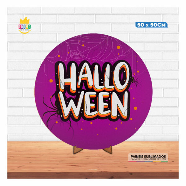 Painel Redondo 3D Halloween Tecido 50cm X 50cm Com Suporte MDF - Image 2