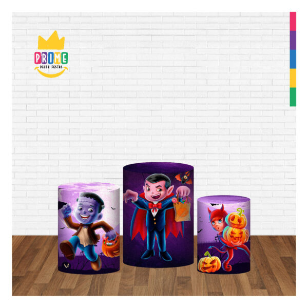 Trio Capa Cilindro Halloween 3D Em Tecido Com Elástico - Image 2