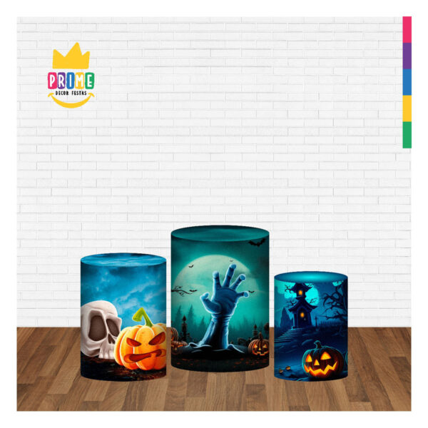 Trio Capa Cilindro Halloween 3D Em Tecido Com Elástico - Image 2
